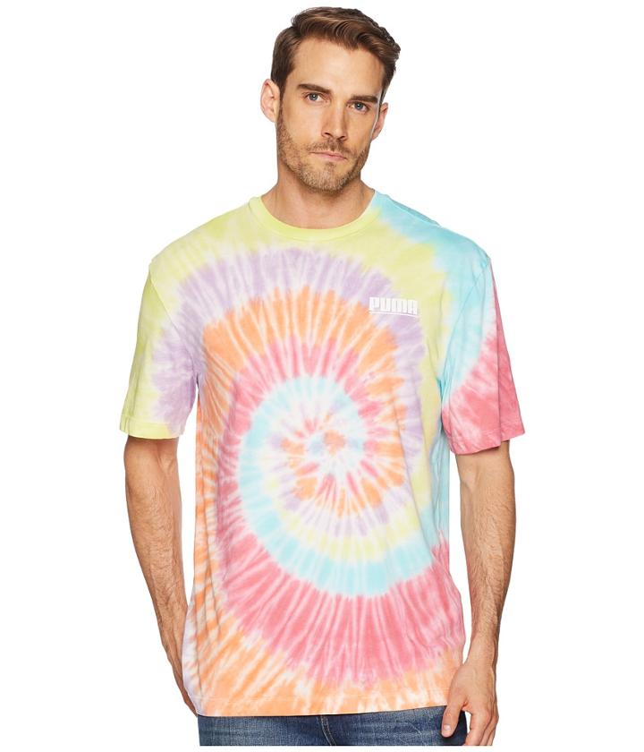 Puma Logo Tower Tie-dye Tee (puma White/swirls) Men's T Shirt