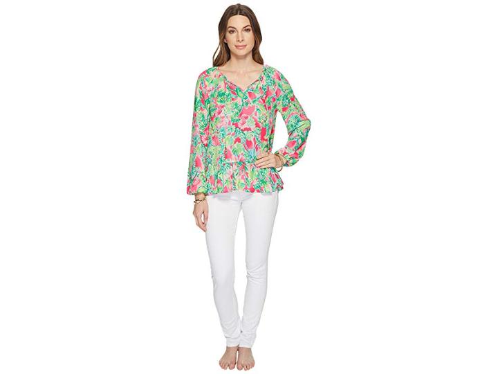 Lilly Pulitzer Tensley Top (raz Berry Catty Shack) Women's Long Sleeve Pullover