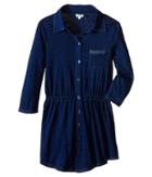 Splendid Littles Indigo Knit Shirt Dress (big Kids) (dark Stone) Girl's Dress