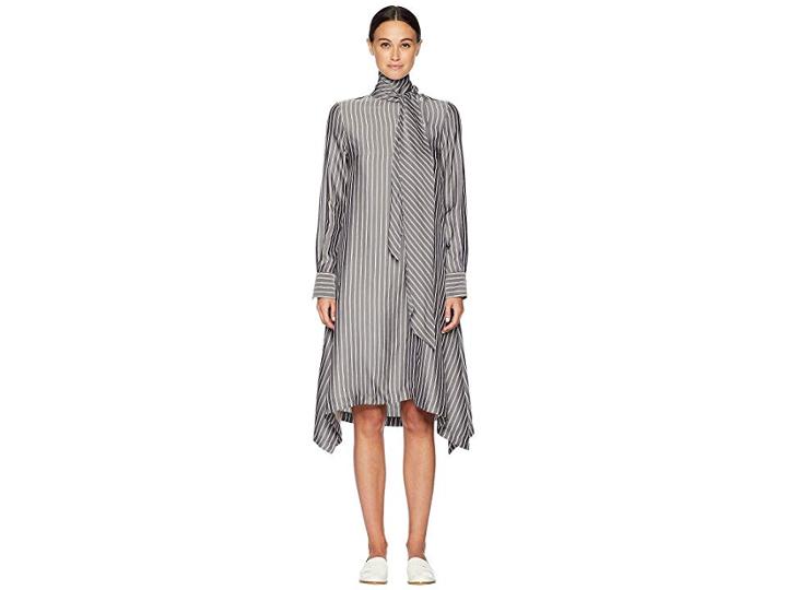 See By Chloe Striped Silk Shirtdress (blue/white) Women's Dress