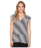 Michael Michael Kors Bias Flower Striped Top (black/white) Women's Clothing