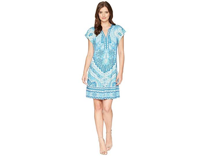 Hale Bob Modern Mosaic Microfiber Jersey Dress (blue) Women's Dress