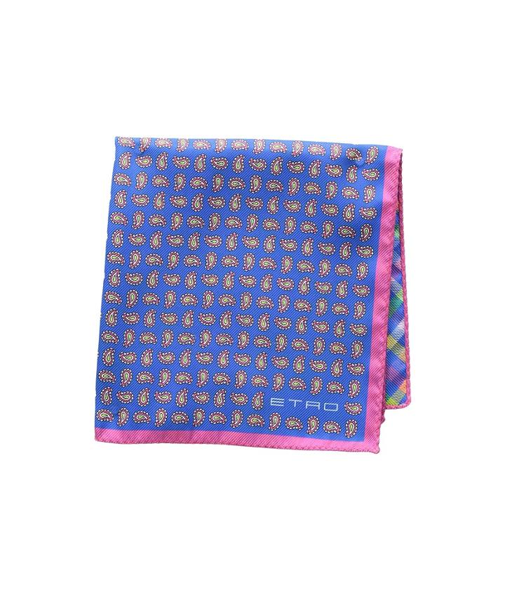Etro Double Faced Mini Paisley Pocket Square (blue) Ties