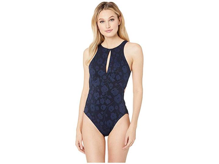 Robin Piccone Ana High Neck One-piece (navy) Women's Swimsuits One Piece