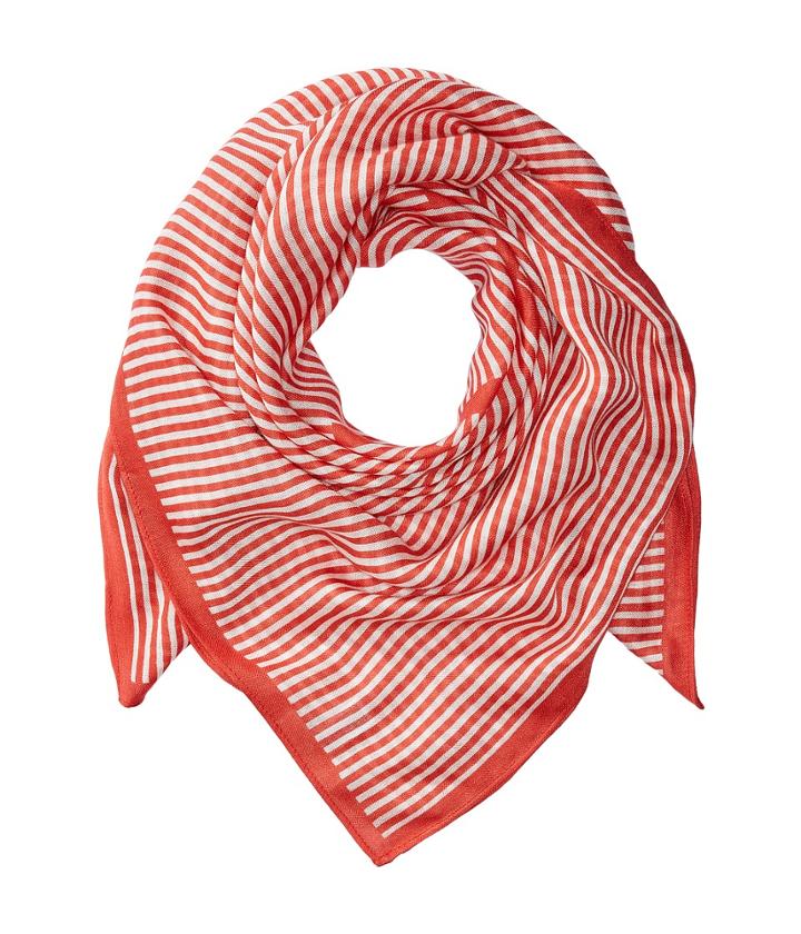 Michael Michael Kors Petite Stripe Square (sangria/white) Scarves