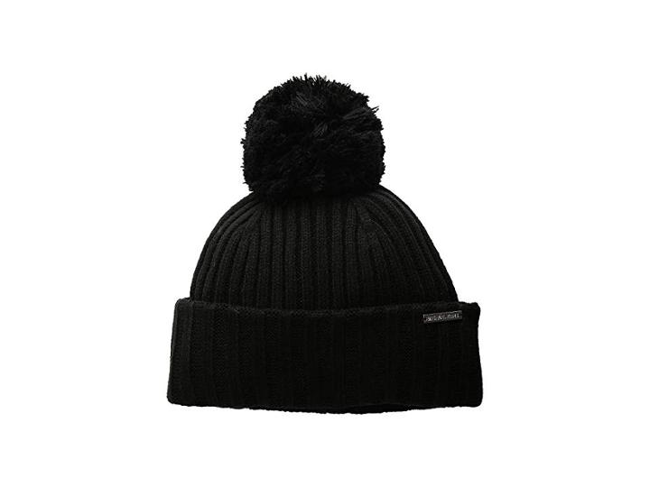 Michael Michael Kors Rib Cuff Hat (black/silver) Cold Weather Hats