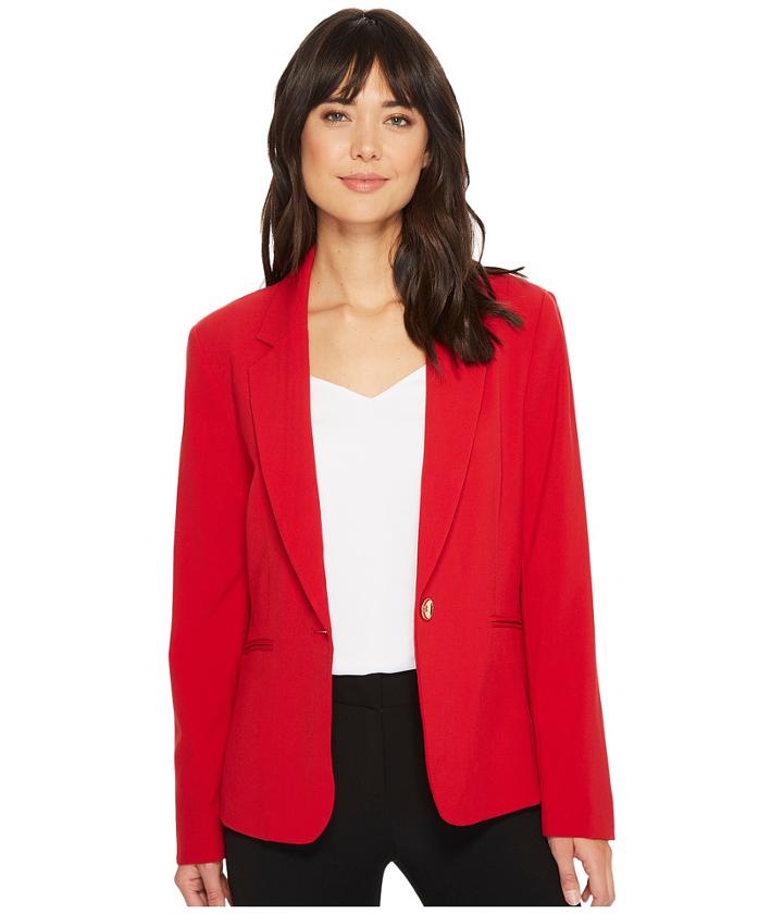 Tahari By Asl One-button Notch Collar Jacket (crimson Red) Women's Coat