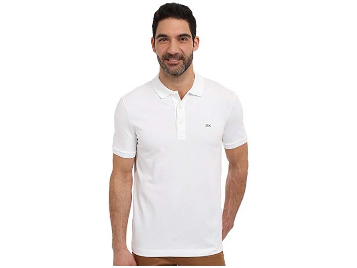 Lacoste Stretch Petit Pique Slim Fit Polo (white) Men's Short Sleeve Pullover