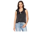 Kenneth Cole New York Zipped Front Flouncy Sleeve Top (black) Women's Clothing