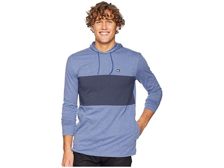 Quiksilver Edo District Hoodie Tee (bijour Blue Heather) Men's T Shirt