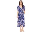 J.o.a. Open Back Jumpsuit (cobalt Floral) Women's Jumpsuit & Rompers One Piece