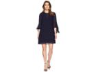 Vince Camuto Float With Bell Sleeves And V-neck Illusion (navy) Women's Dress