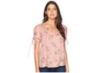 Lucky Brand Puff Sleeve Printed Top (pink Multi) Women's Clothing