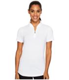 Under Armour Golf Threadborne Mock Polo Shirt (white/white/overcast Grey) Women's Short Sleeve Knit