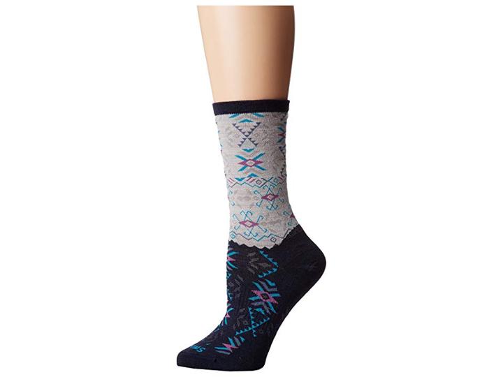 Smartwool Falling Arrow Crew (deep Navy Heather) Women's Crew Cut Socks Shoes
