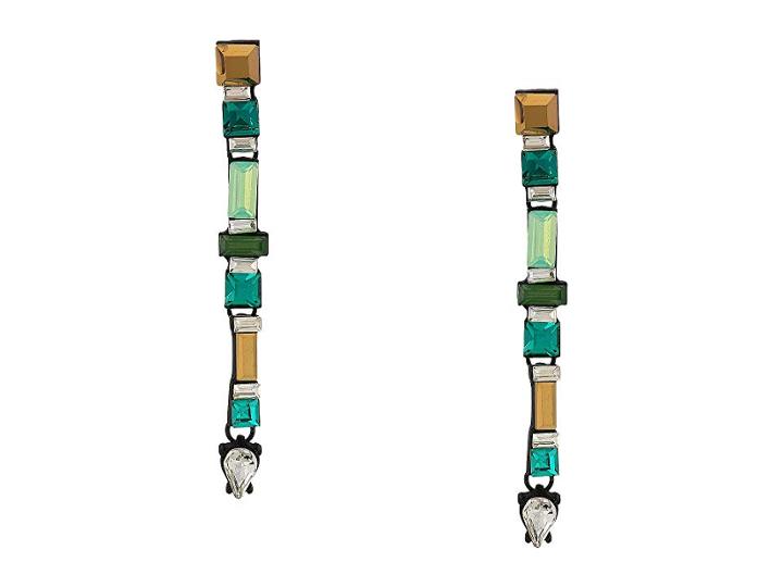 Steve Madden Rhinestone Linear Drop Earrings (blue/yellow/gunmetal-tone) Earring
