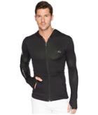 Lacoste Long Sleeve Bicolor Mid Layer Hoodie W/ Contrast Chevron Detail (black/fluo Zest) Men's Sweatshirt