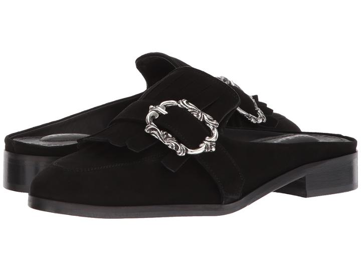 The Kooples Suede Leather With Fringes (black) Women's Flat Shoes