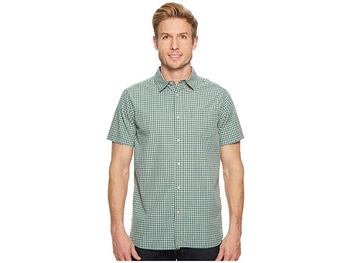 The North Face Short Sleeve Shadow Gingham Shirt (smoke Pine) Men's Short Sleeve Button Up