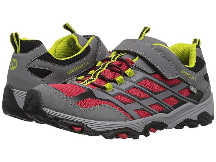 Merrell Kids Moab Fst Low A/c Waterproof (big Kid) (grey/red) Boys Shoes