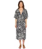 Tory Burch Swimwear Pomelo Floral Midi Dress Cover-up (ivory Pomelo Floral) Women's Swimwear