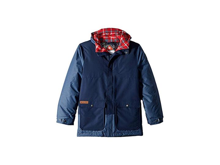 Columbia Kids Lost Brook Jacket (little Kids/big Kids) (collegiate Navy/dark Mountain Heather/red Spark Multi Plaid) Boy's Coat