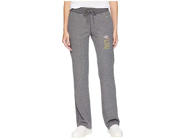 Champion College Lsu Tigers University Fleece Open Bottom Pants (granite Heather) Women's Casual Pants