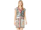 London Times Matte Jersey V-neck Shift Dress (soft White/multi) Women's Dress