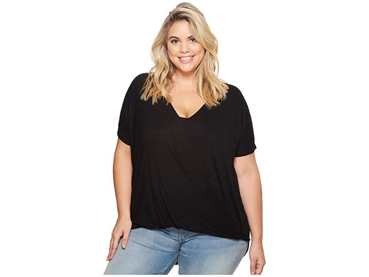 Kari Lyn Plus Size Taylor Cross-front Top (black) Women's Clothing