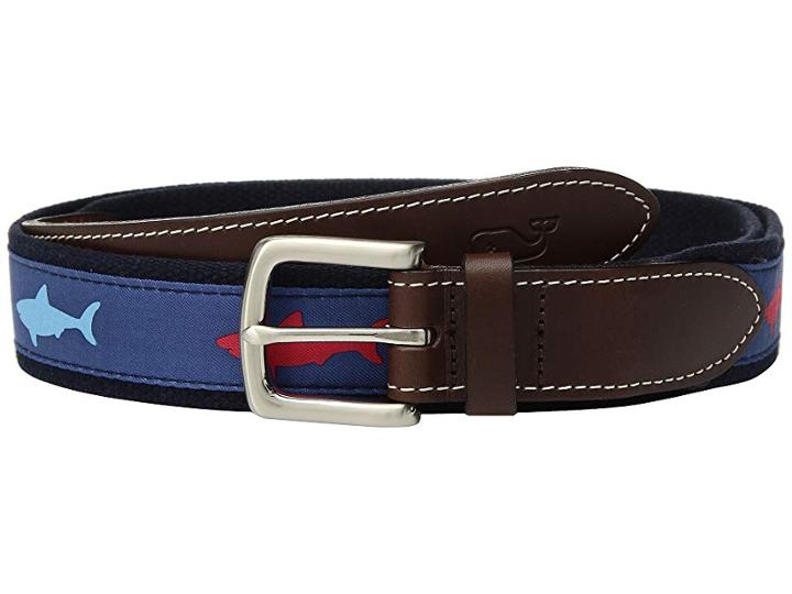 Vineyard Vines Patriot Shark Canvas Club Belt (moonshine) Men's Belts