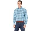 Wrangler 20x Long Sleeve Button Down Plaid (blue/brown) Men's Clothing