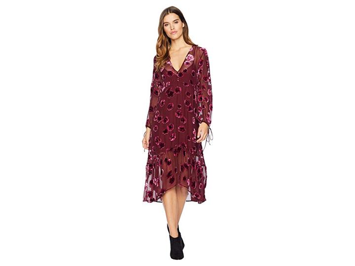 For Love And Lemons Sophie Velvet Floral Midi Dress (pansy) Women's Dress