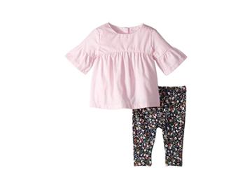 Ralph Lauren Baby Shirred Top Floral Leggings (infant) (deco Pink) Girl's Active Sets