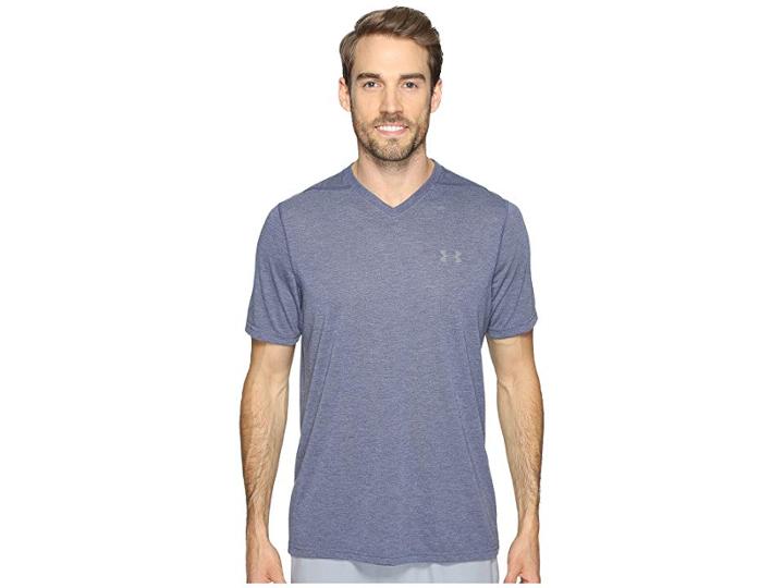 Under Armour Ua Threadborne V-neck Short Sleeve (midnight Navy) Men's Clothing