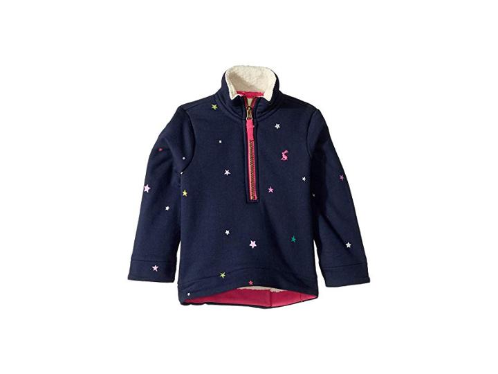 Joules Kids 1/2 Zip Pullover Sweatshirt With Sherpa Trim (toddler/little Kids) (navy Star) Girl's Sweatshirt