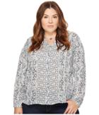 Lucky Brand Plus Size Peasant Top (blue Multi) Women's Clothing
