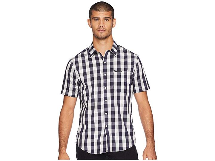 Sean John Short Sleeve Checker Shirt (bright White) Men's Clothing