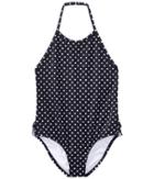 Polo Ralph Lauren Kids Dot One-piece Halter Swimsuit (little Kids) (hunter Navy/white) Girl's Swimsuits One Piece