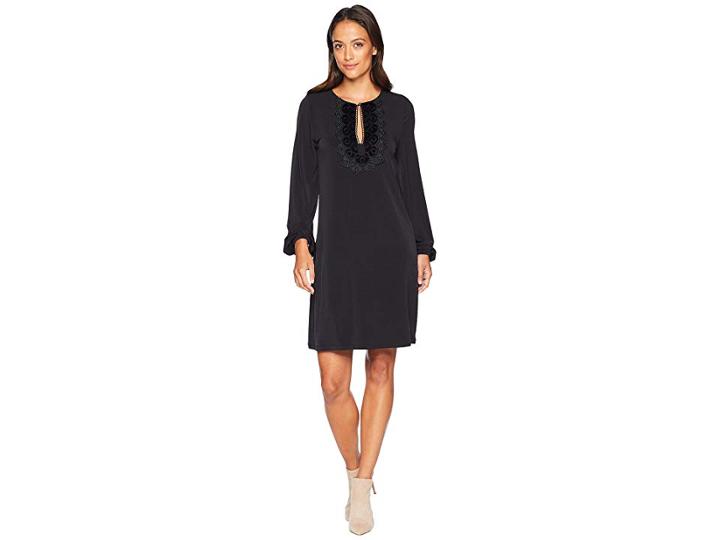 Michael Michael Kors Lace Neckline Blouson Dress (black) Women's Dress