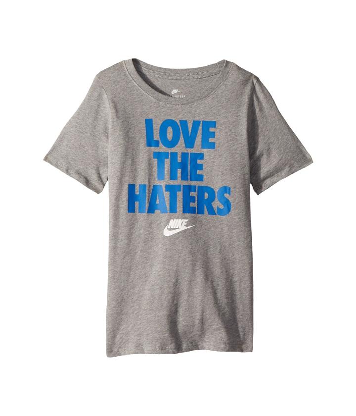 Nike Kids Nsw T-shirt Love The Haters (little Kids/big Kids) (dark Grey Heather) Boy's T Shirt