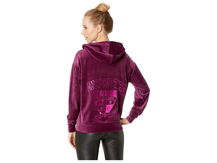 Juicy Couture Velour Collegiate Luxe Hooded Pullover (nightingale) Women's Sweatshirt