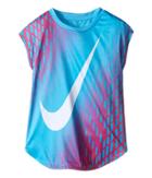 Nike Kids Swooshtm Gradient Dri-fittm Tee (little Kids) (gamma Blue) Girl's T Shirt