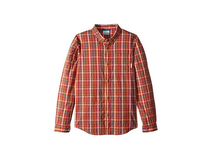 Columbia Kids Rapid Riverstm Long Sleeve Shirt (little Kids/big Kids) (canyon Gold Check) Boy's Long Sleeve Button Up