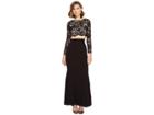 Aidan Mattox Lace And Crepe Gown (black/nude) Women's Dress