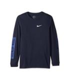 Nike Kids Dry Elite Long Sleeve Basketball T-shirt (little Kids/big Kids) (midnight Navy) Boy's T Shirt