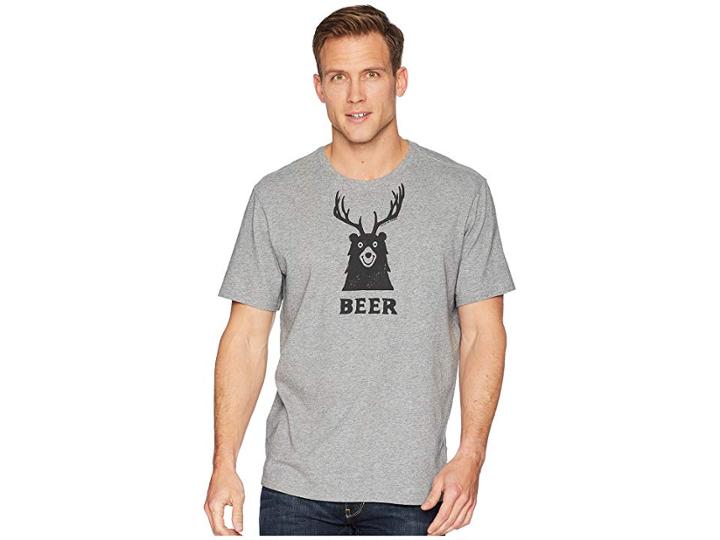 Life Is Good Bear + Deer = Beer Smooth Tee (heather Gray) Men's T Shirt