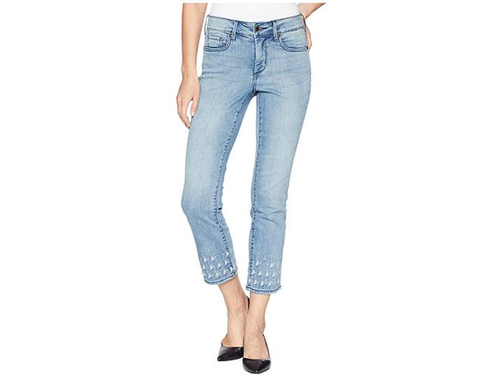 Nydj Sheri Slim Ankle Palm Dot Embroidery In Point Dume (point Dume) Women's Jeans