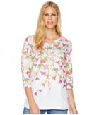 Fdj French Dressing Jeans Cascading Flowers Notched Top (multi) Women's Clothing