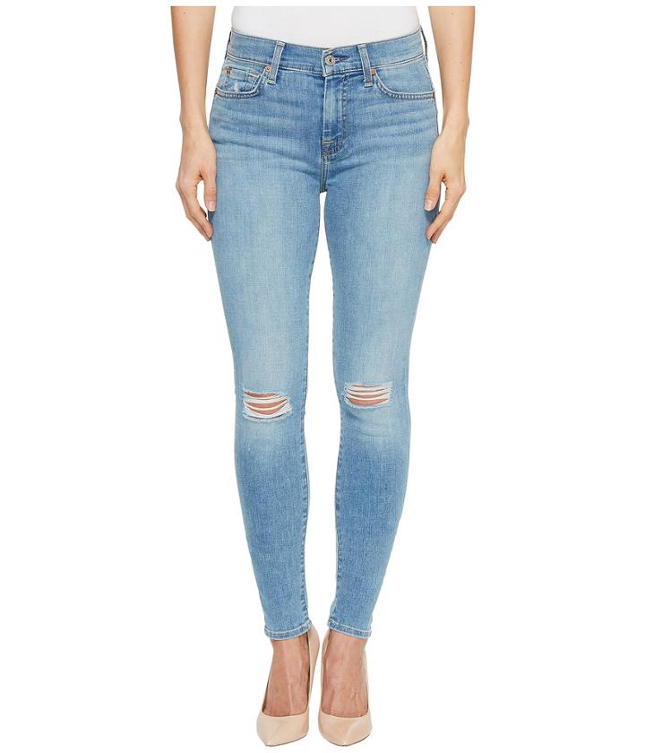 7 For All Mankind The High-waist Ankle Skinny W/ Knee Holes In Bright Palm 2 (bright Palm 2) Women's Jeans