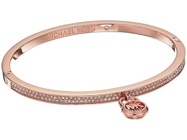 Michael Kors Steel Pave Padlock Bracelet (rose Gold) Bracelet